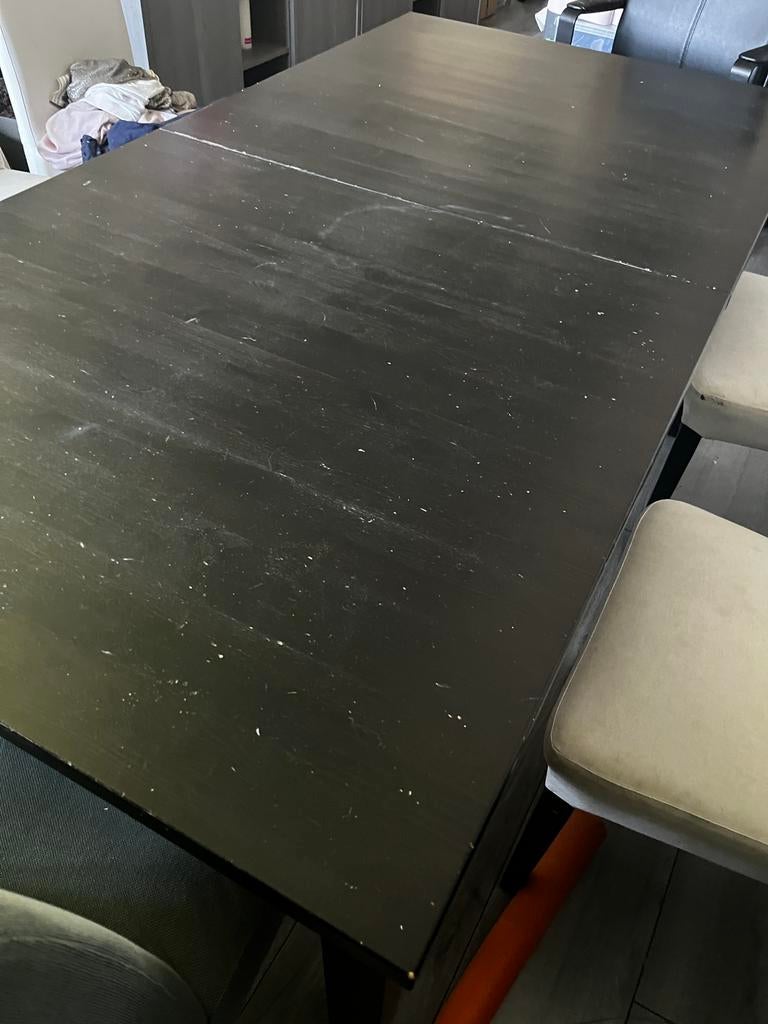 Eettafel (uitschuifbaar) en 2 stoelen, Ophalen, Gebruikt, 100 tot 150 cm, Vijf personen of meer