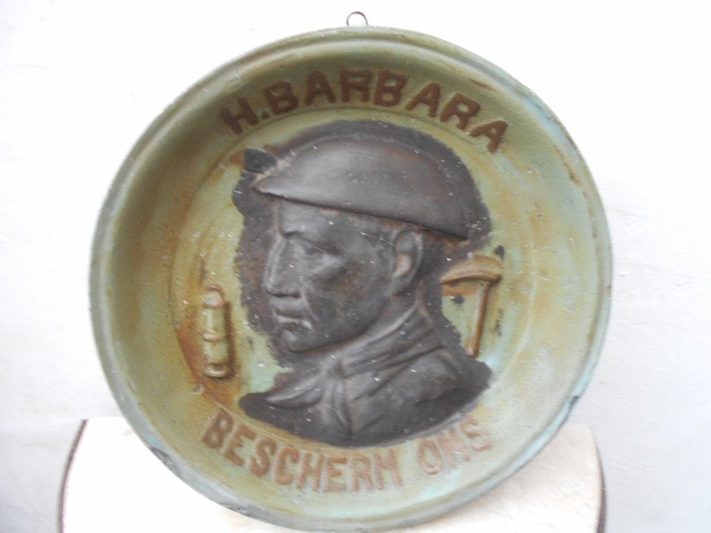 mynwerkers  wandplakket HEILIGE BARBARA, Ophalen of Verzenden