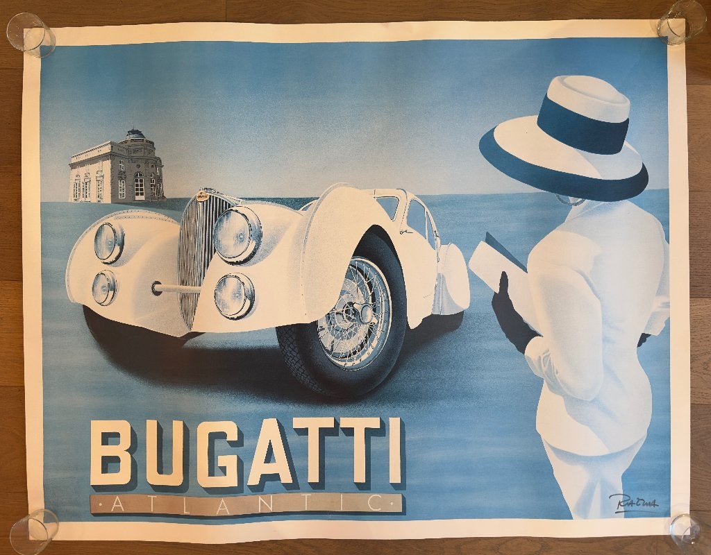 Bugatti Atlantic Poster 150x115cm, RAZZI signed, Antiquités & Art, Art | Lithographies & Sérigraphies, Original, Enlèvement