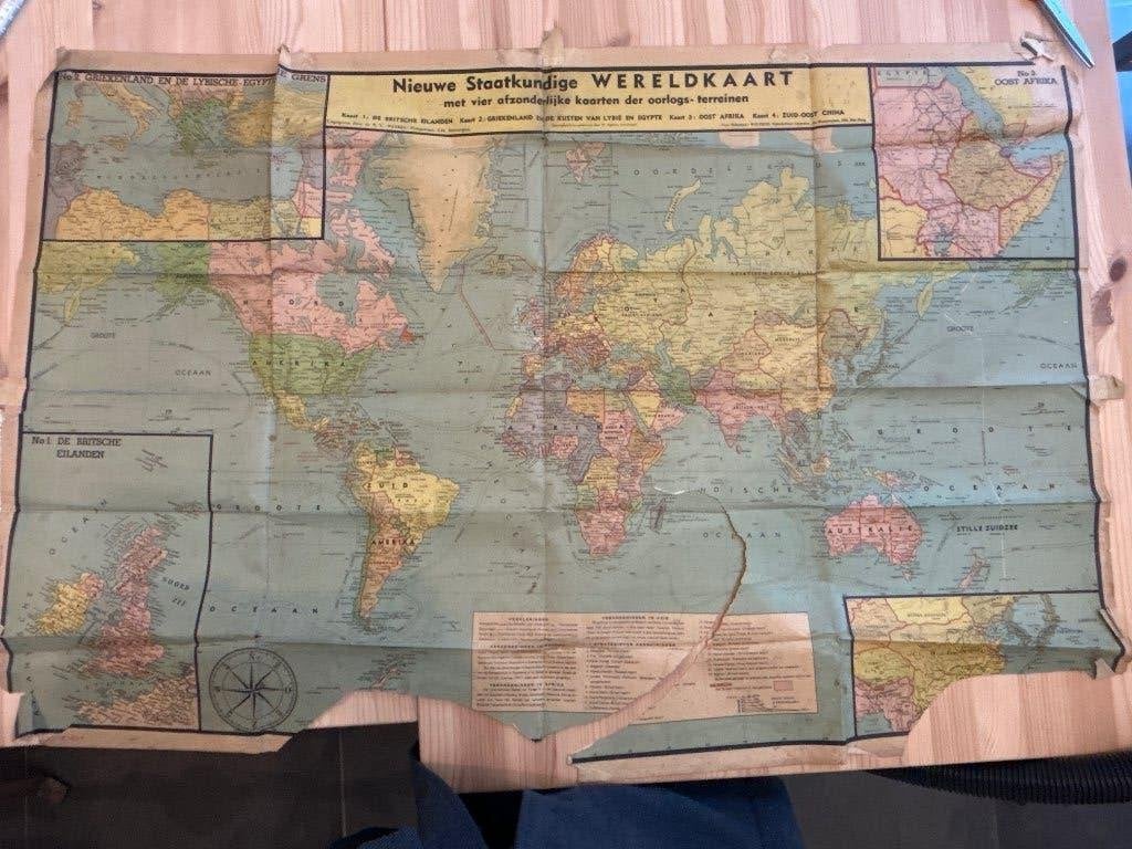 Oude staatkundige wereldkaart, Boeken, 1800 tot 2000, Wereld, Ophalen, Gelezen