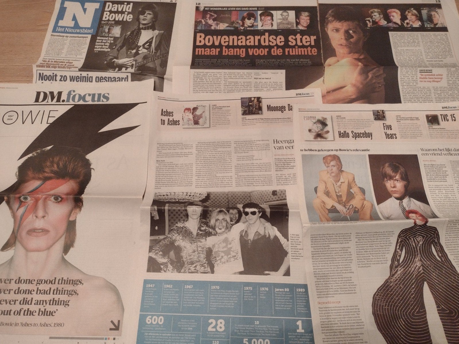 Groot pakket KNIPSELS DAVID BOWIE (1947-2016) artikel 1972, Enlèvement ou Envoi, Utilisé, Livre, Revue ou Article