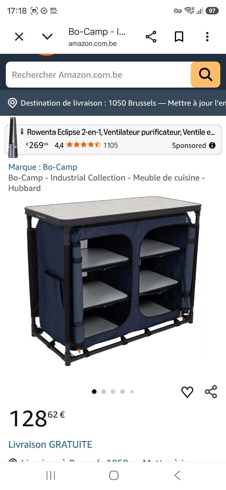 Meuble  de comping, Enlèvement