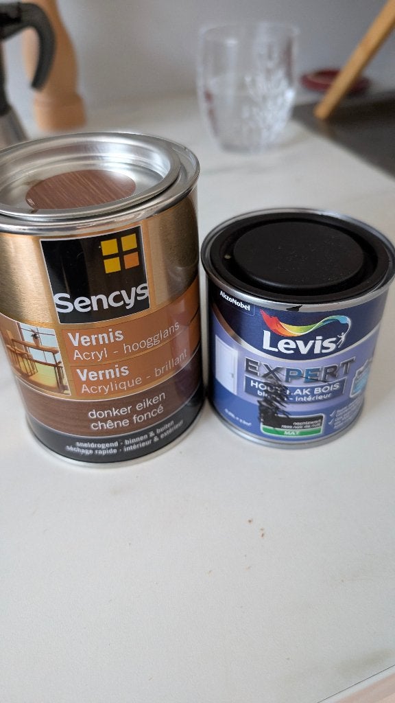 Vernis et peinture bois, Doe-het-zelf en Bouw, Verf, Beits en Lak, Ophalen, Gebruikt, Zwart, Verf