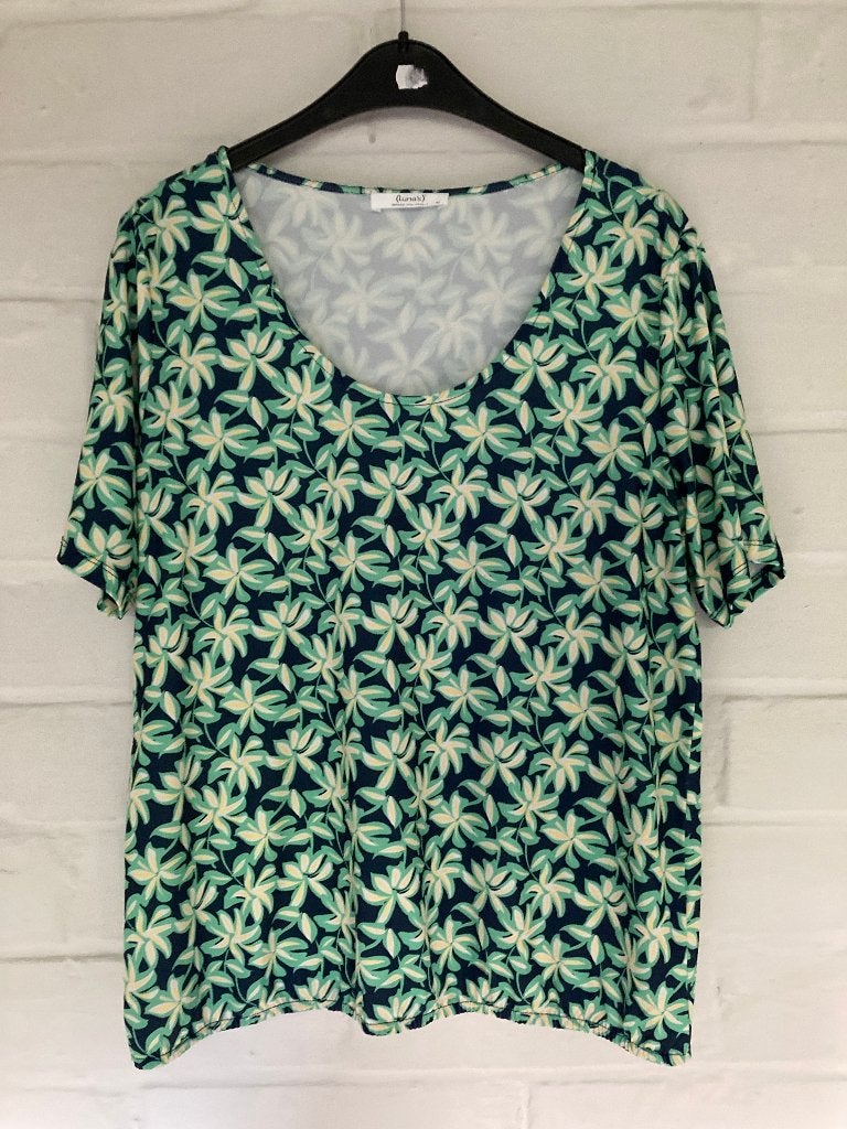 Groen met blauw zomerbloesje, Luna's, maat 42, Kleding | Dames, Meerkleurig, Maat 42/44 (L), Ophalen of Verzenden, Zo goed als nieuw