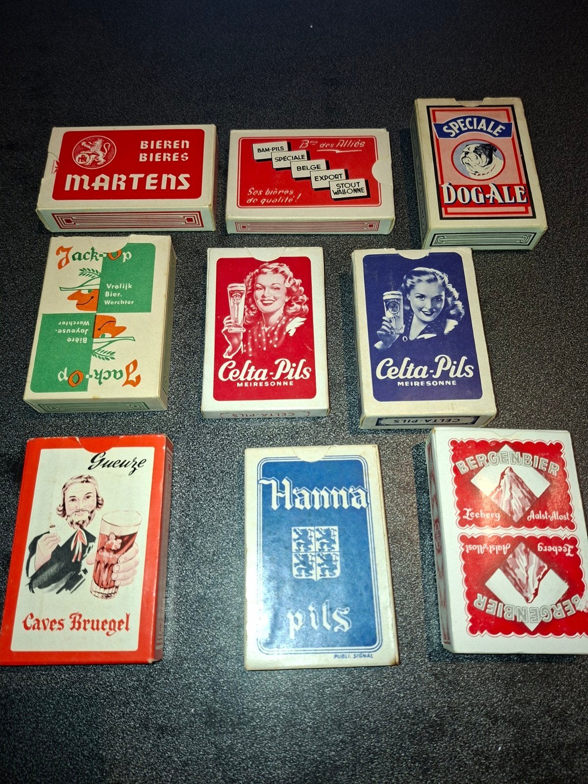 lot de 9 cartes à jouer anciennes pour bières belges, Collections, Enlèvement ou Envoi, Comme neuf, Carte(s) à jouer