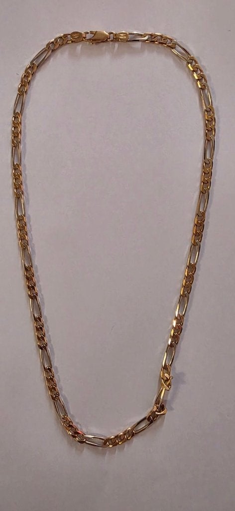 Massieve 18k  Figaro bicolor Ketting 45 cm Italië 50AR, Enlèvement, Comme neuf, Or, Or