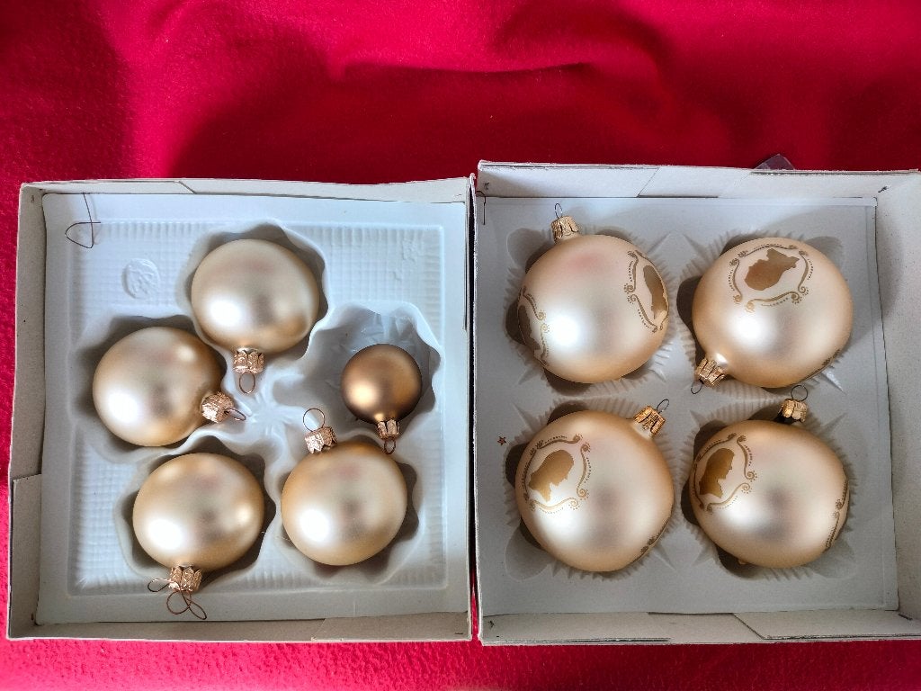 lot 9 kerstballen glas goud champagne kerstmis kerstboom, Ophalen of Verzenden, Zo goed als nieuw