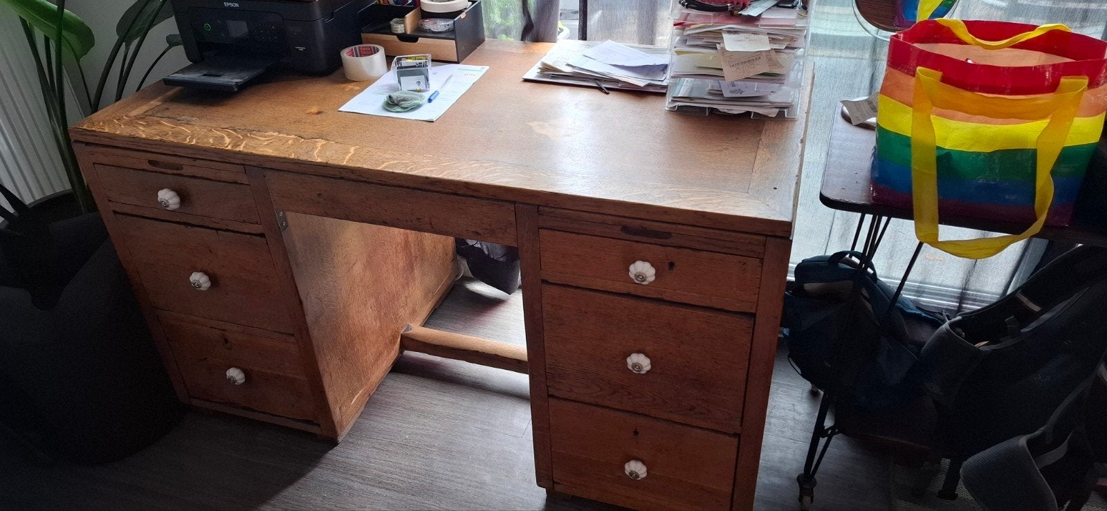 Landelijk bureau, Huis en Inrichting, Bureaus, Ophalen, Gebruikt, 139 cm, Hout