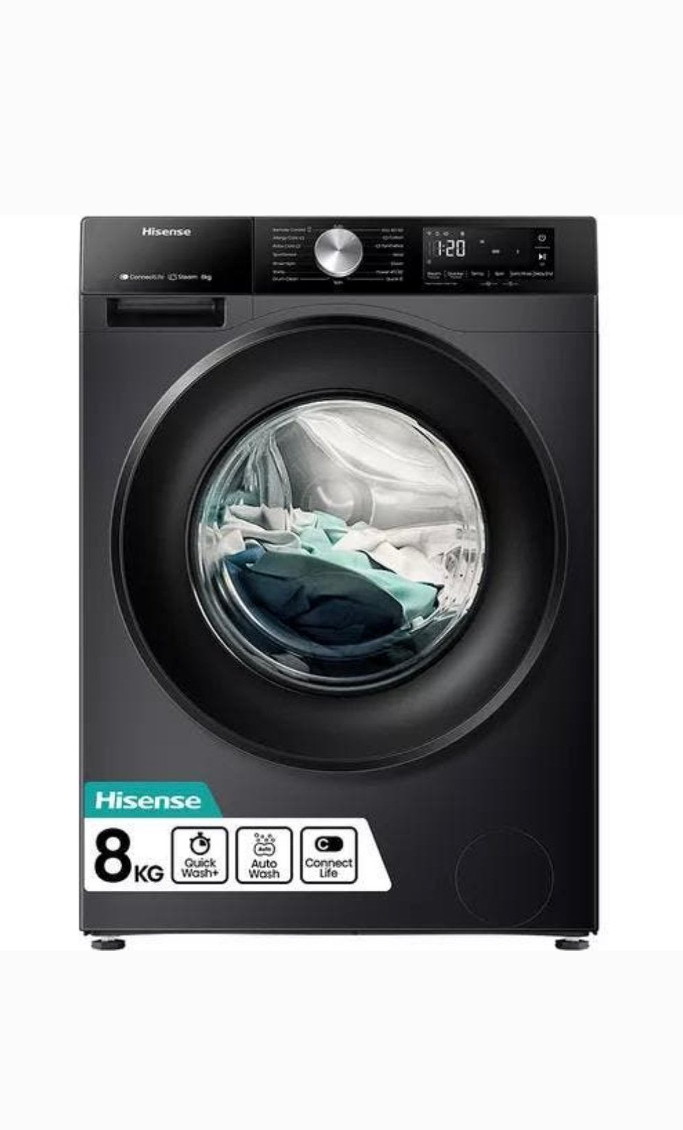 Zwarte Hisense wasmachine 8Kg, Elektronische apparatuur, Ophalen, Zo goed als nieuw
