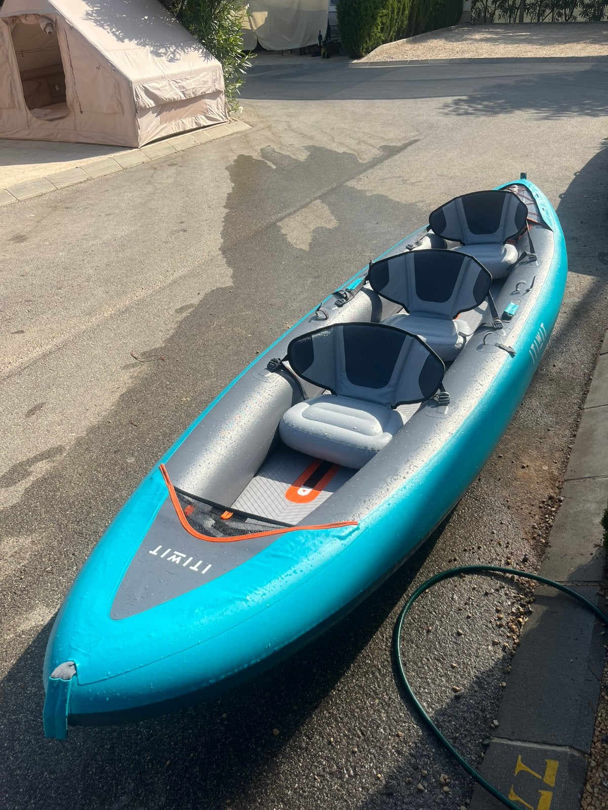 Kayak/kano 3 personen met 3 peddels, Watersport en Boten, Ophalen, Zo goed als nieuw