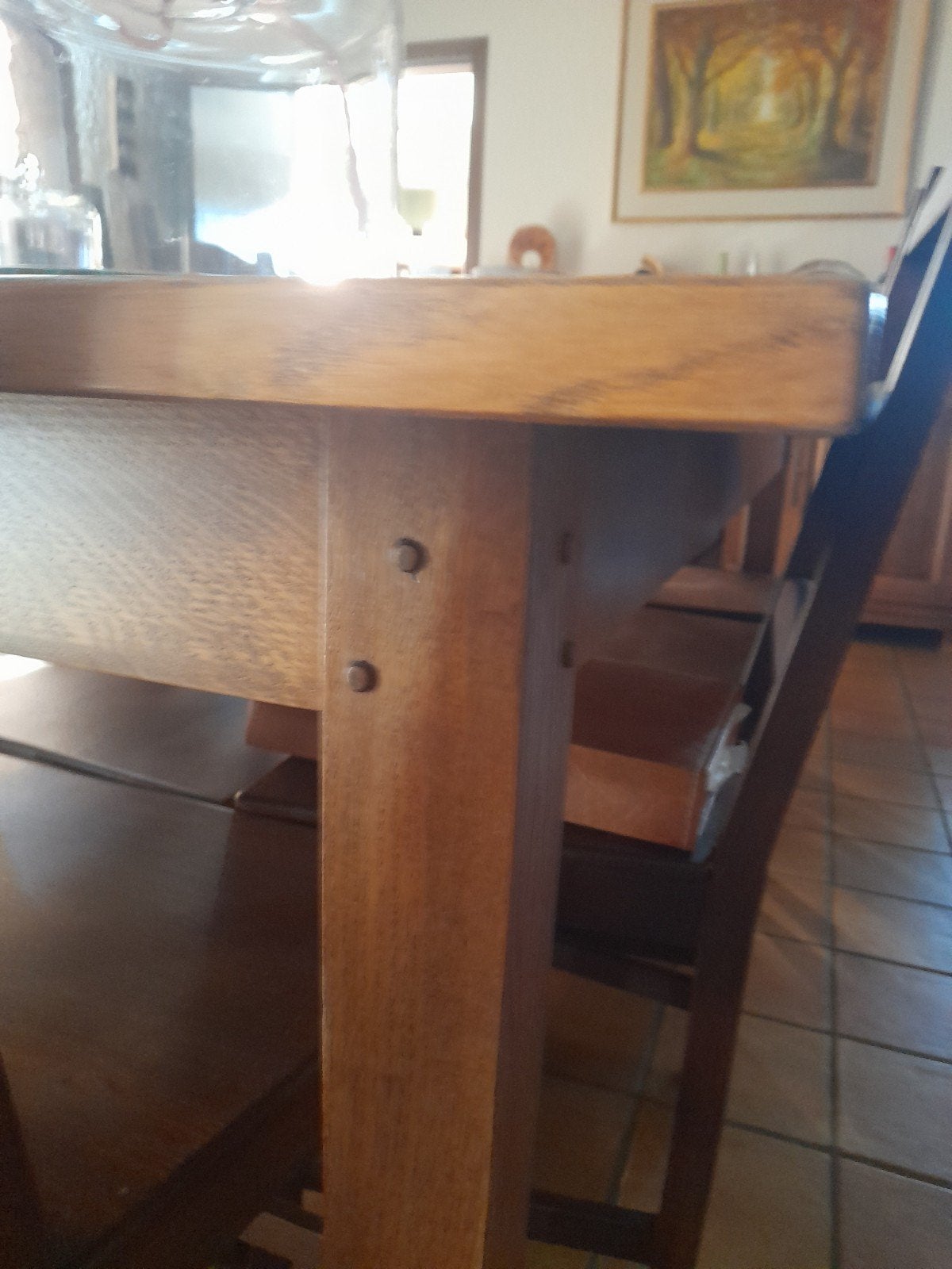 table de ferme en chêne verni, Maison & Meubles, Enlèvement, Chêne