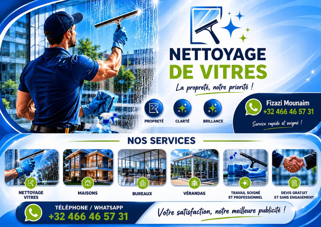Vos vitres sont sales ? Je m’occupe de tout !, Service 24h/24, Verre taillé ou Miroirs