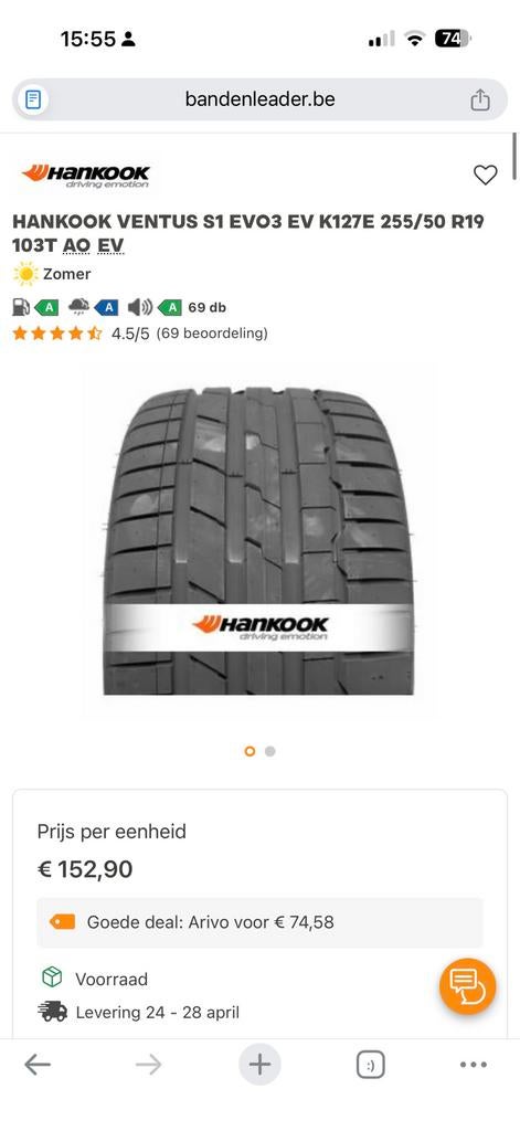 Hankook 255/50R19 103T, Autos : Pièces & Accessoires, Neuf, 255 mm, Véhicule de tourisme, Pneus été