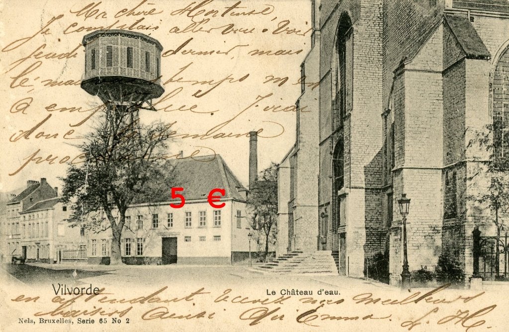 carte postale - château d'eau - Vilvorde 1906, Envoi