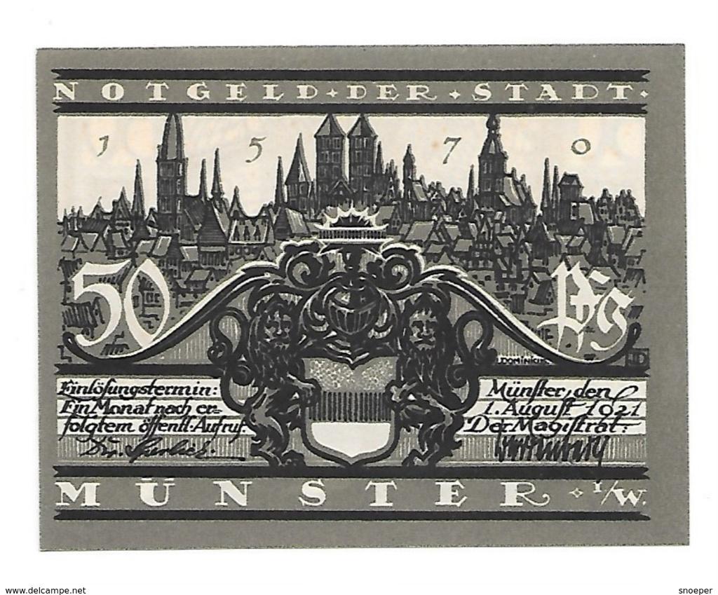 notgeld Münster 50 pfennig 916.1/5, Postzegels en Munten, Verzenden, Duitsland, Los biljet