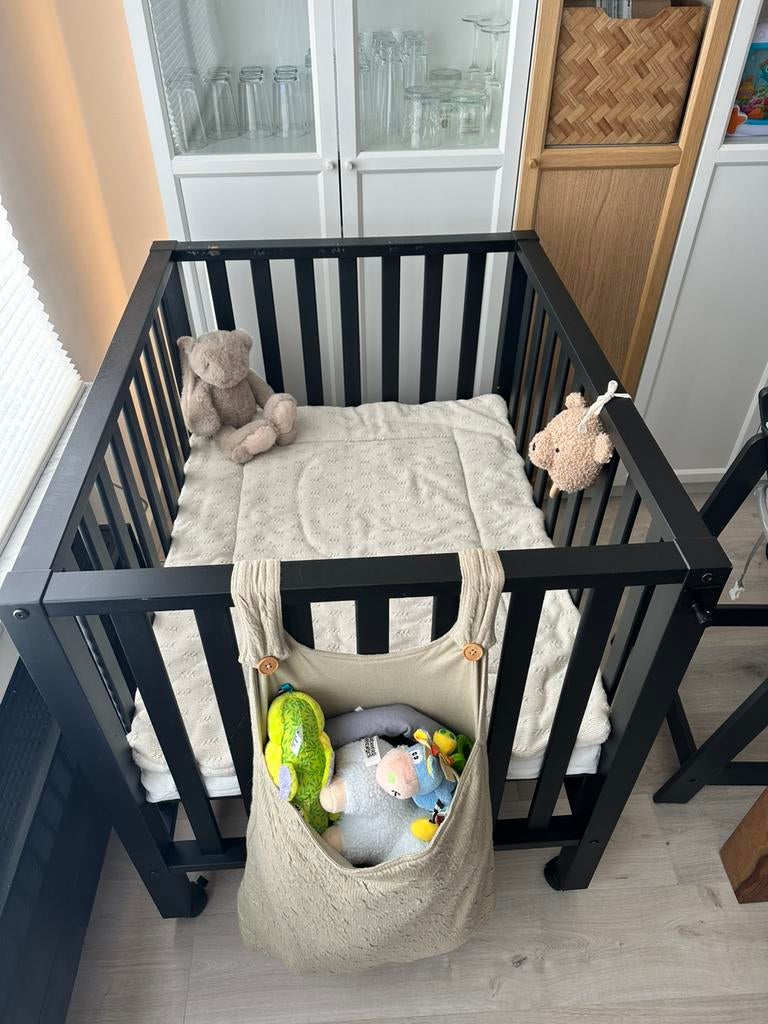 Babypark zwart, Kinderen en Baby's, Babyparken, Ophalen, Gebruikt, Rechthoekig, In hoogte verstelbaar