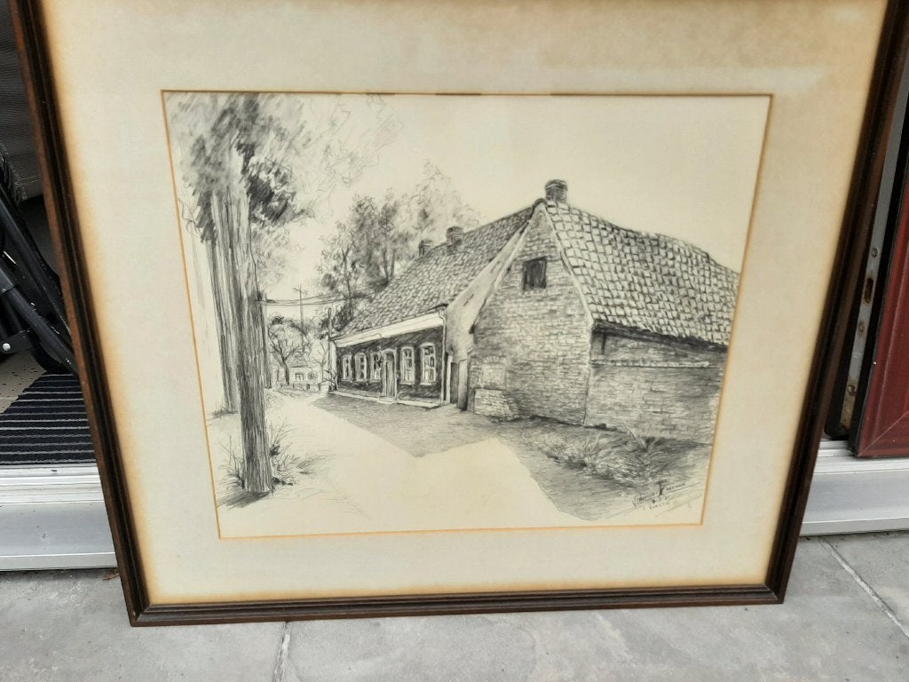 Charbon de bois Arthur Vlaeminck Farm Vurste, Antiquités & Art, Autres techniques, Encadré, Enlèvement, Papier