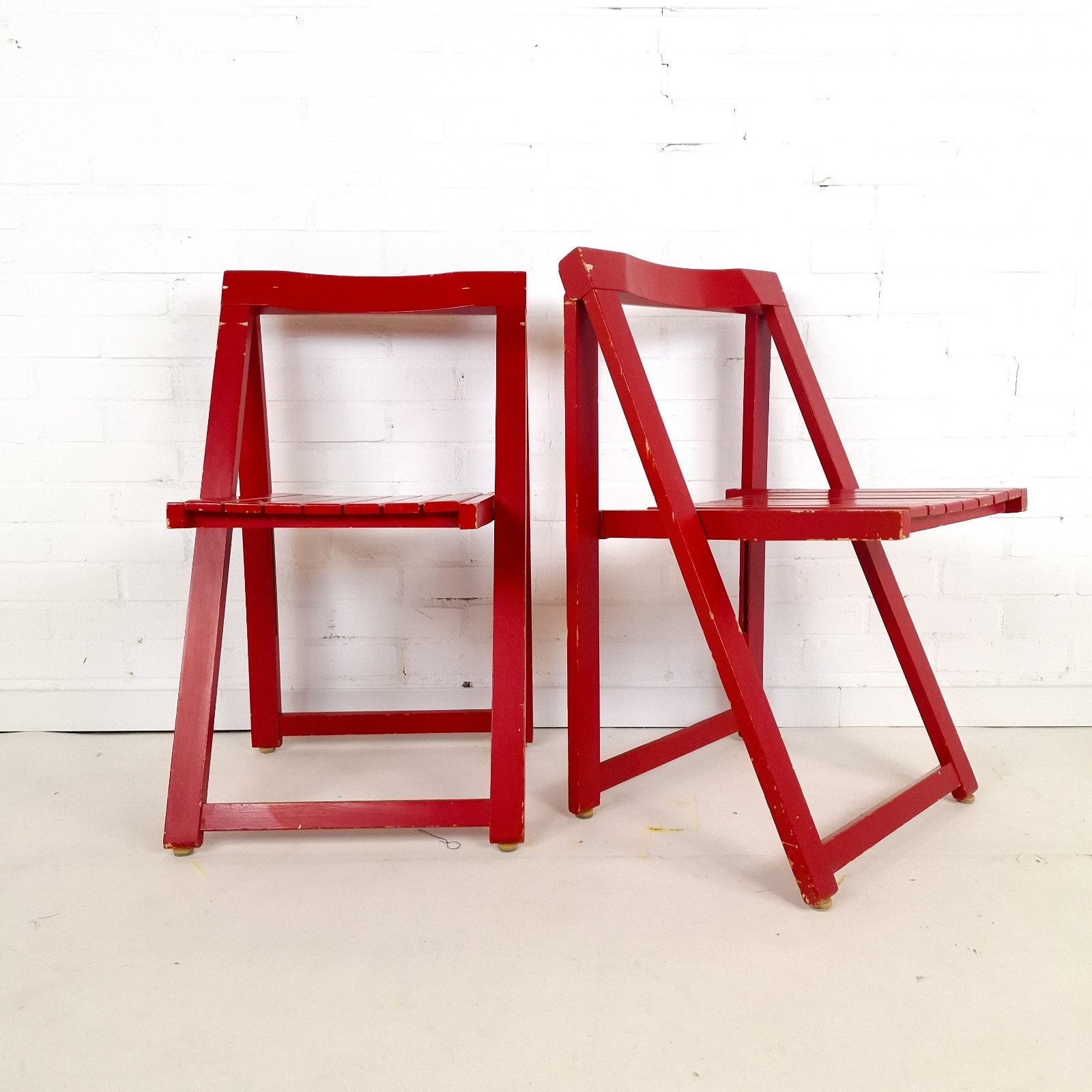 2x Vintage houten klapstoel Triëst Aldo Jacober jaren 70, Ophalen