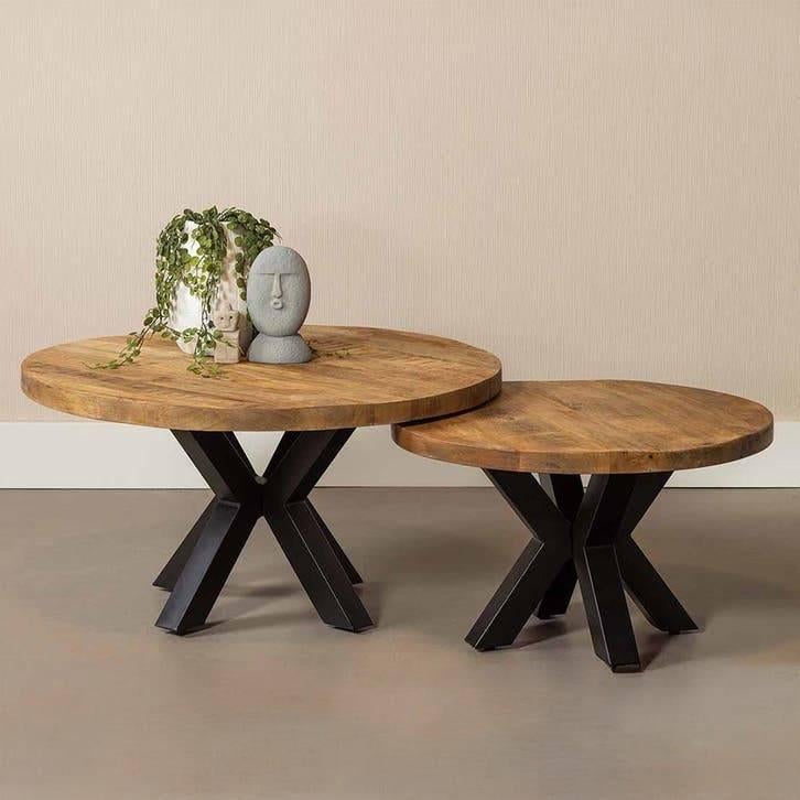 Table basse ronde en bois de manguier | 70 cm, Maison & Meubles, Tables | Tables de salon, Enlèvement ou Envoi, Rond