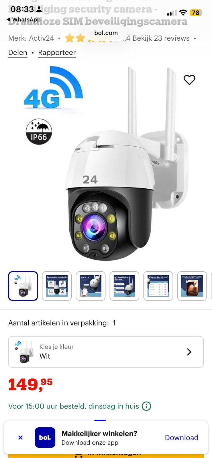 Bewakingscamera. Nieuw in doos!, Audio, Tv en Foto, Ophalen, Zo goed als nieuw