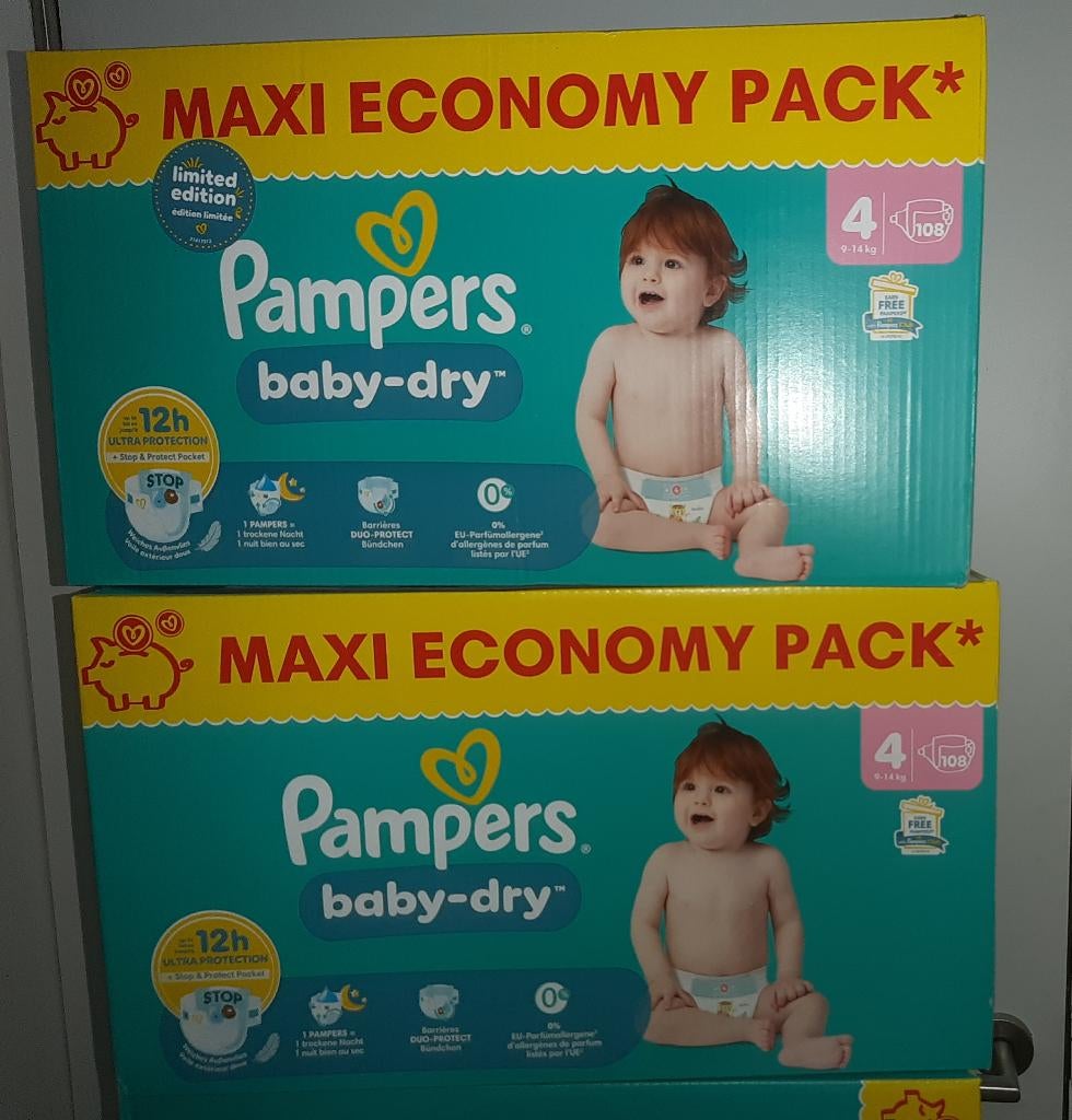 Pampers nr.4 Baby Dry Maxi pack 108 pcs., Enfants & Bébés, Neuf, Autres marques, Enlèvement ou Envoi, Autres types