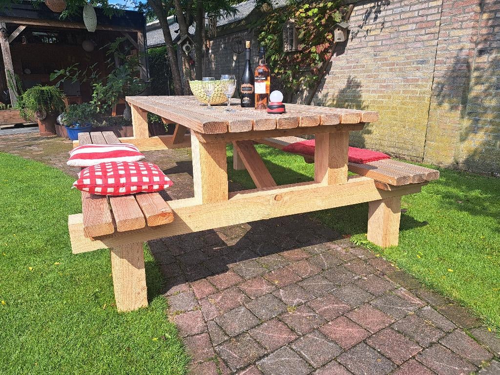 extra robuuste picknicktafel tot 4 m DOUGLAS HOUT, Tuin en Terras, Picknicktafels, Ophalen of Verzenden, Nieuw, Hout