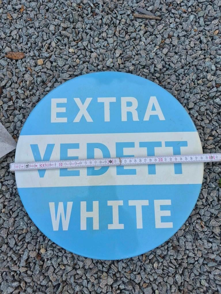Vedett Extra White metalen reclamebord, Ophalen, Zo goed als nieuw, Reclamebord, Plaat of Schild, Overige merken