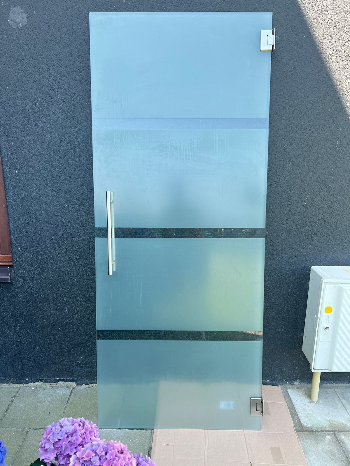 Porte intérieure en verre avec poignée inox et charnières, Enlèvement, Comme neuf