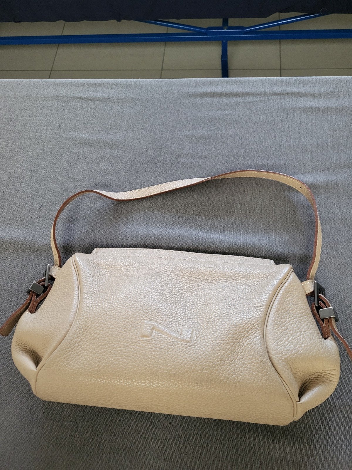 handtas Nathan, Ophalen of Verzenden, Zo goed als nieuw, Beige, Leer
