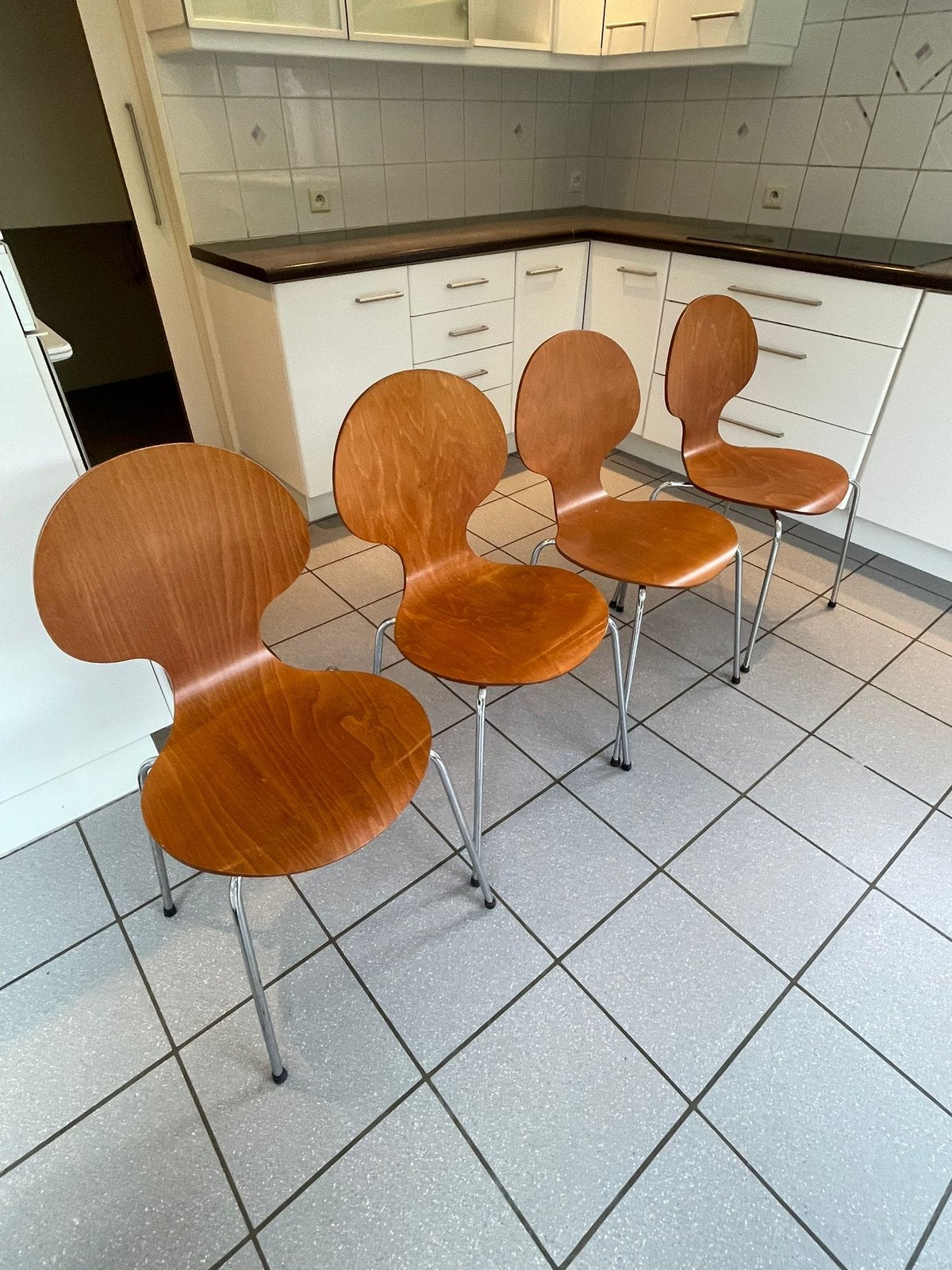 4 vintage design stoelen, Maison & Meubles, Autres couleurs, Enlèvement, Utilisé, Bois
