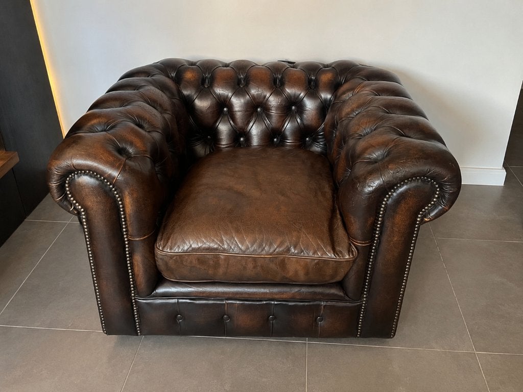 Fauteuil Chesterfield en cuir – 250 €, Maison & Meubles, Enlèvement, Utilisé, Cuir