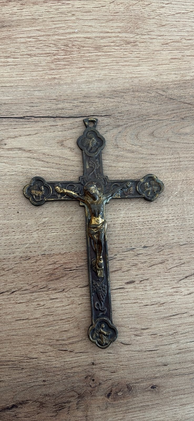 Crucifix de Missionnaire Ancien en Laiton Doré, Ophalen of Verzenden