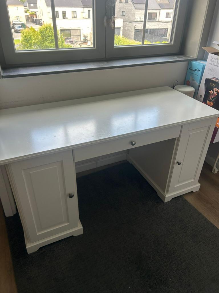 Wit bureau met opbergruimte - 175 cm breed, Huis en Inrichting, Ophalen, Opbergruimte, 175 cm, Hout