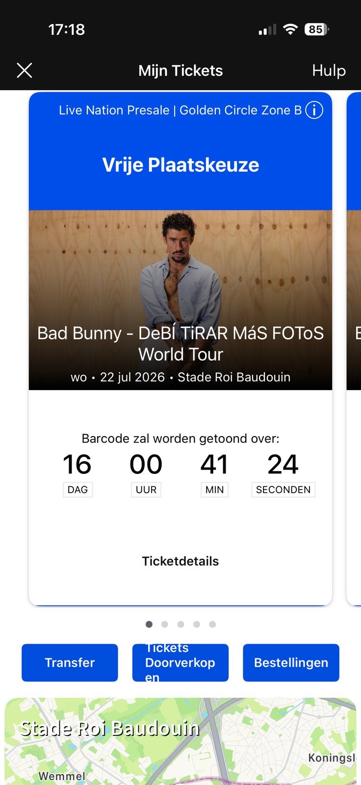 Bad Bunny Brussels 22 juli: golden circle ticket, Tickets & Billets, Concerts | Pop, Une personne, Juillet