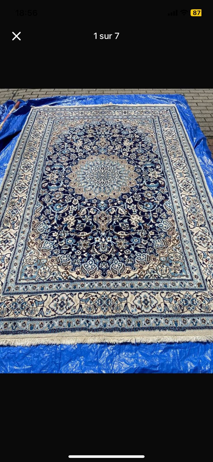 2 tapis NAÏNS d’IRAN 3x 2 m, Ophalen, Gebruikt, Blauw