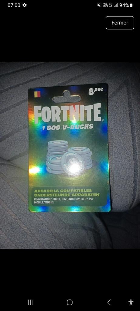 Carte Fortnite 1000 V Bucks, Enlèvement ou Envoi