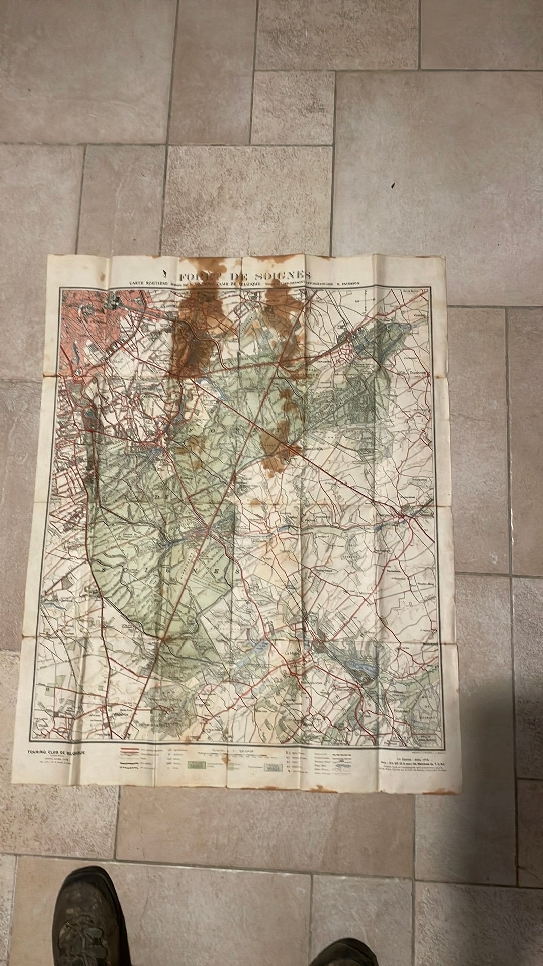 Carte du Touring Club Zonienwoud datant de 1919, Livres, Enlèvement ou Envoi, Utilisé