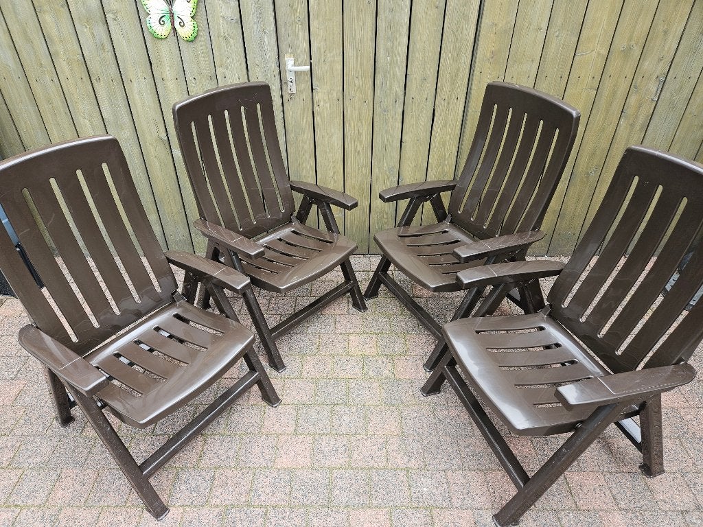 6 Kunststof tuinstoelen / standenstoelen Jardin verstelbaar, Jardin & Terrasse, Chaises de jardin, Enlèvement, Utilisé, Synthétique