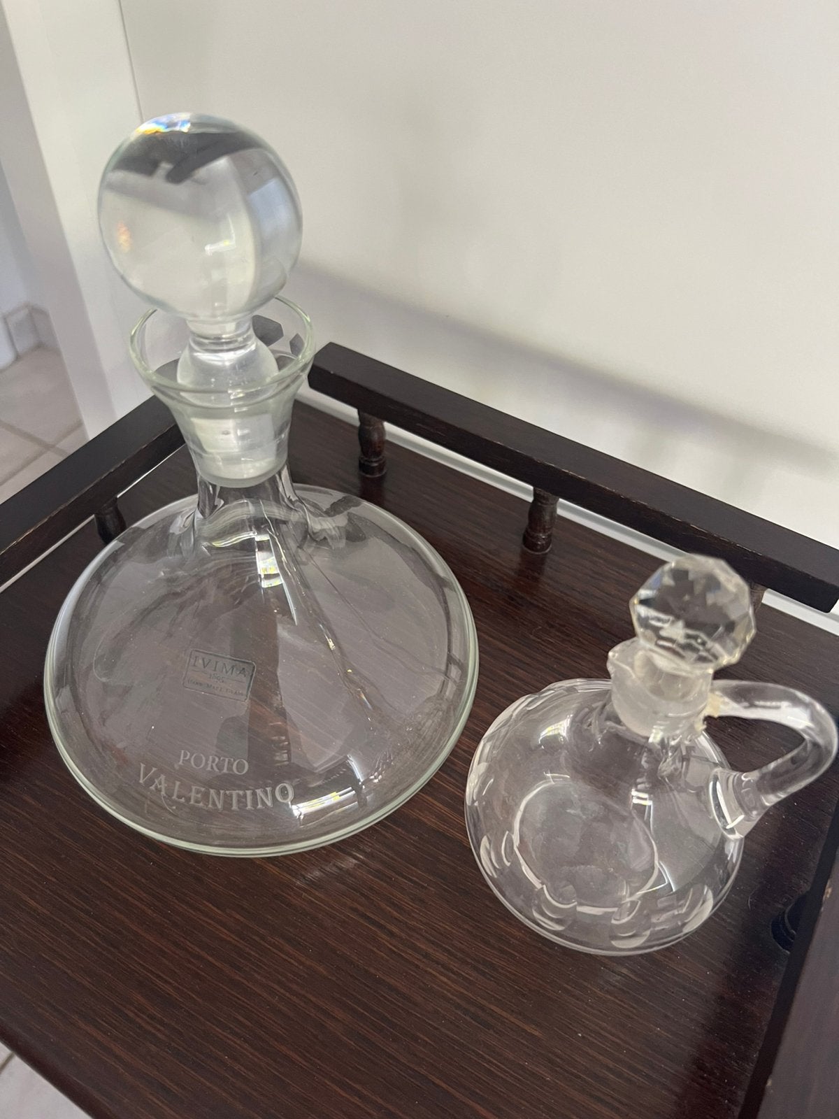 bel ensemble de deux carafes en verre/cristal, Maison & Meubles, Enlèvement, Utilisé