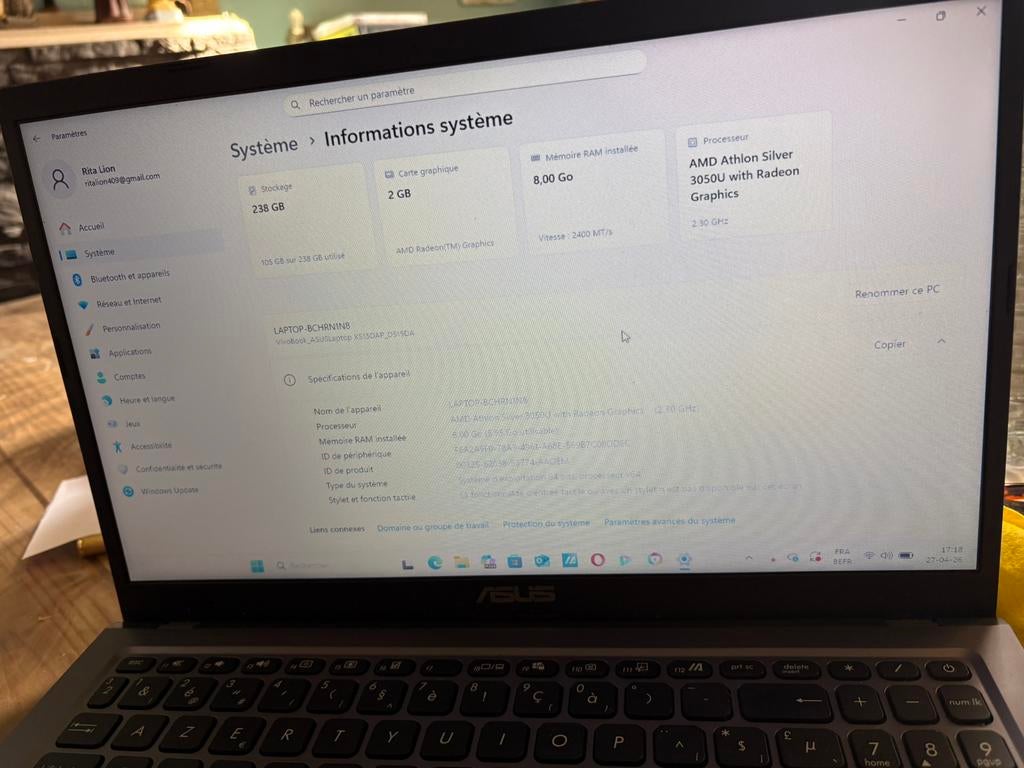 Pc portable asus Laptop, Informatique & Logiciels, Serveurs, Enlèvement, Comme neuf, 8 GB, Inconnu