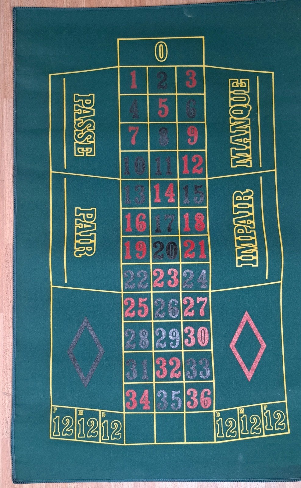 tapis de black-jack, tapis de roulette, jetons etc, Enlèvement