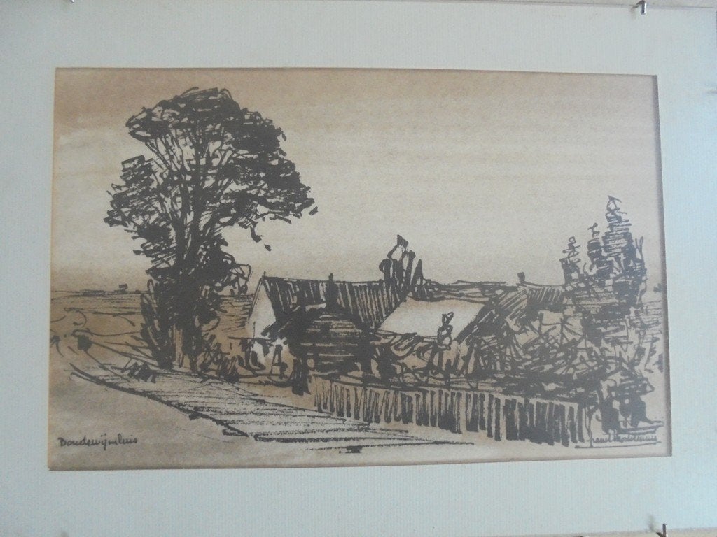 Franck Mortelmans  1  Inkttekening  Boudewijnsluis, Antiquités & Art, Art | Dessins & Photographie, Envoi, Dessin, Signé