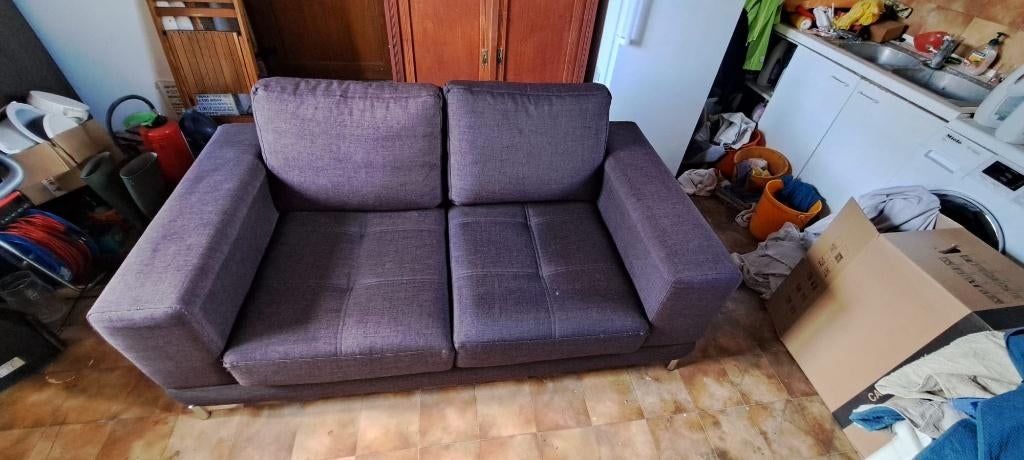 canapé 2 places tissu brun, 75 à 100 cm, Enlèvement, Utilisé, Deux personnes
