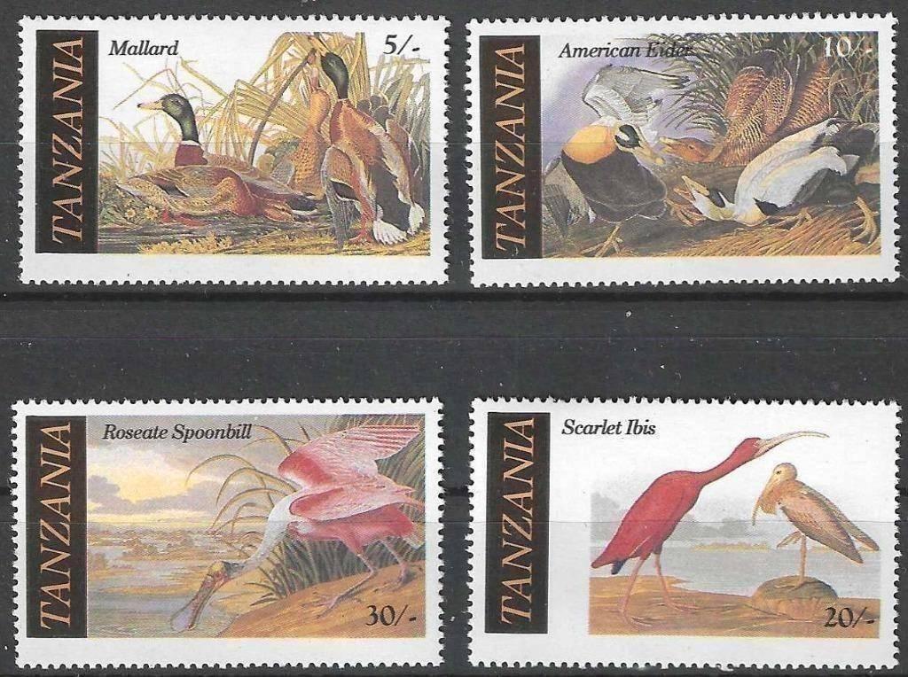 Tanzanie 1986 - Yvert 277-280 - Oiseaux d'Audubon (PF), Timbres & Monnaies, Timbres | Afrique, Envoi, Tanzanie, Non oblitéré