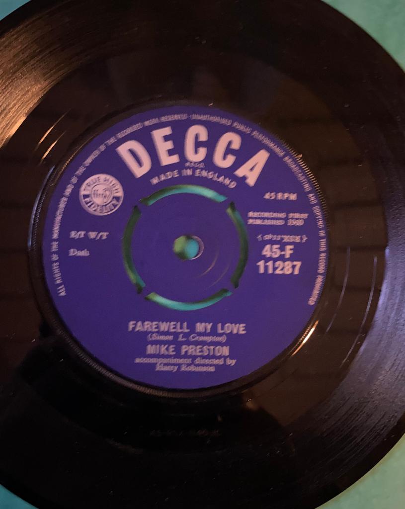Mike Preston Farewell My love (Popcorn Oldies), Enlèvement ou Envoi, Single, Utilisé, Pop