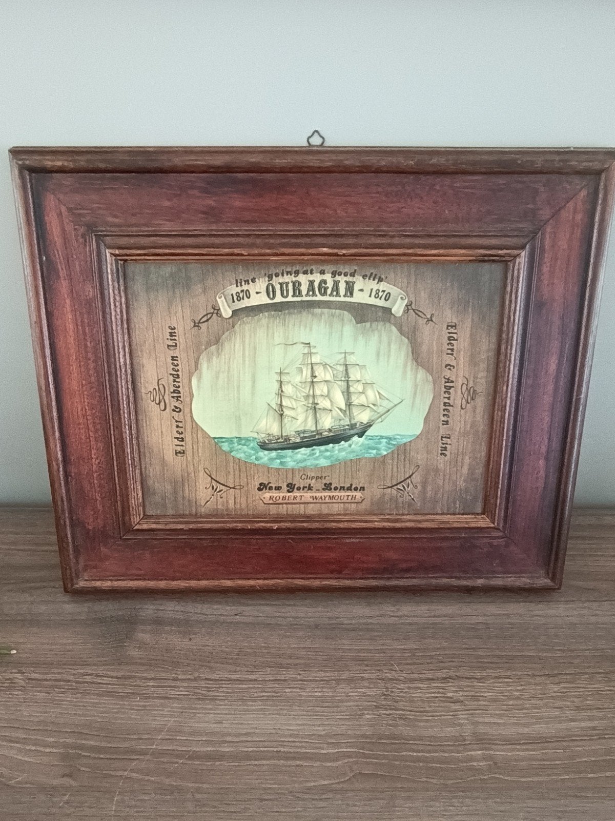 Vintage Houten Wandbord Dekor Toscana - Klipper "Ouragan" 18, Ophalen of Verzenden
