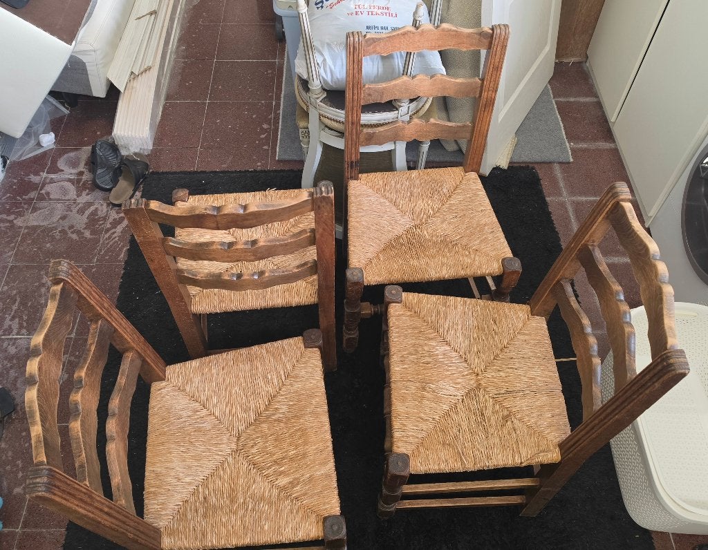 Vintage stoelen 6 stuks, Huis en Inrichting, Ophalen, Bruin, Hout