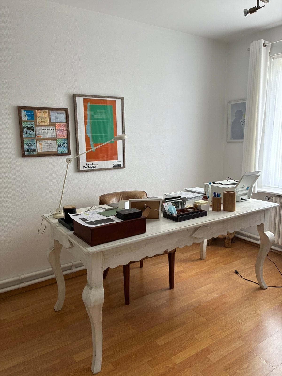 Houten tafel, Huis en Inrichting, Bureaus, Ophalen, Zo goed als nieuw, Wit