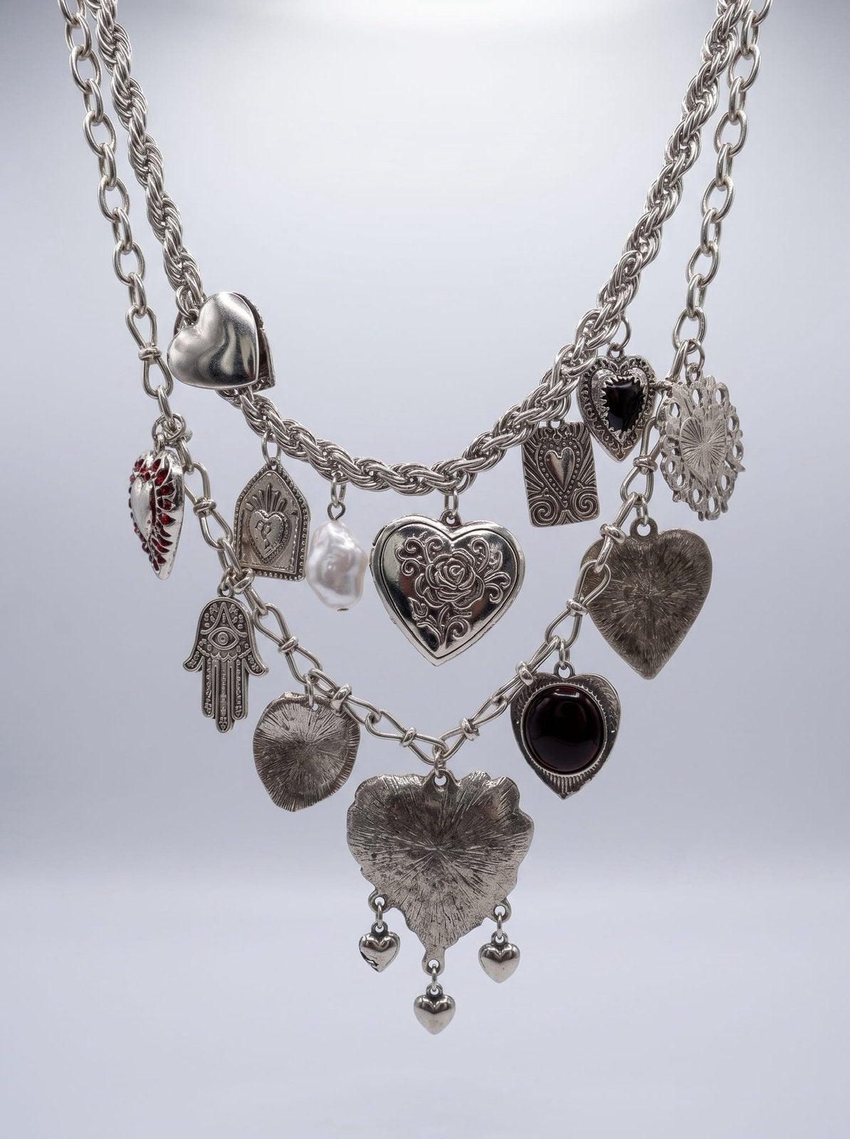 Collier charms argenté, Enlèvement ou Envoi, Comme neuf, Argent, Autres matériaux