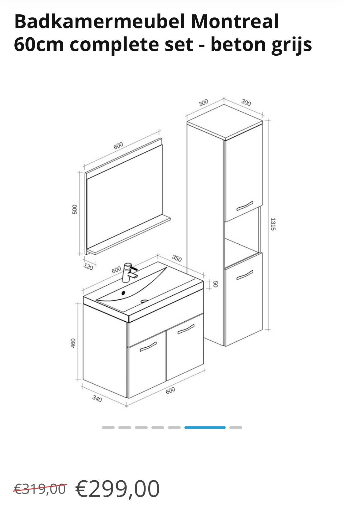 Badkamermeubel betonlook, Huis en Inrichting, Badkamer | Badkamermeubels, Ophalen, 100 tot 150 cm, Nieuw, 50 tot 100 cm
